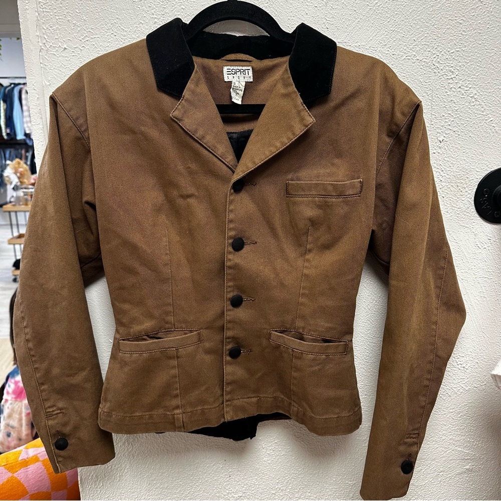 Vintage Esprit Brown jacket with velvet collar